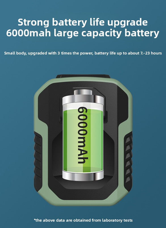 Portable Waist Clip Fan 6000mAh Rechargeable Personal Air Conditioner with Power Bank Function Heavy Duty Wearable Belt Fan for Tradies Camping and Outdoor Work Black