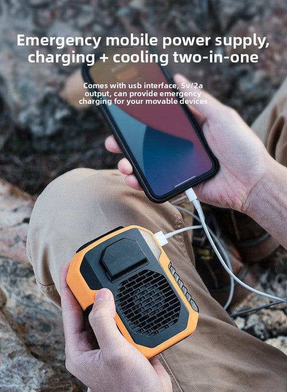 Portable Waist Clip Fan 6000mAh Rechargeable Personal Air Conditioner with Power Bank Function Heavy Duty Wearable Belt Fan for Tradies Camping and Outdoor Work Green
