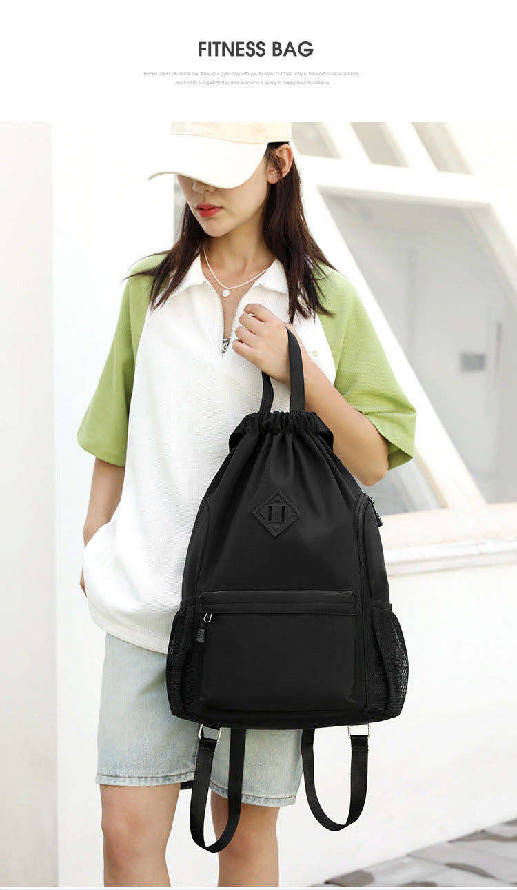 Large Drawstring Backpack Waterproof Gym Bag Lightweight Sports Sackpack with Zipper Pockets for Travel and Swimming Orange-red