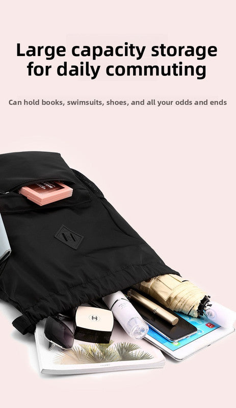 Large Drawstring Backpack Waterproof Gym Bag Lightweight Sports Sackpack with Zipper Pockets for Travel and Swimming Orange-red