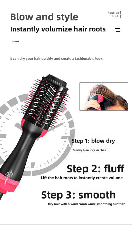 3-in-1 Hot Air Brush & Volumiser Hair Dryer Styler 1000W Ceramic Negative Ion Blowout Brush for Straightening and Curling Black AU Plug