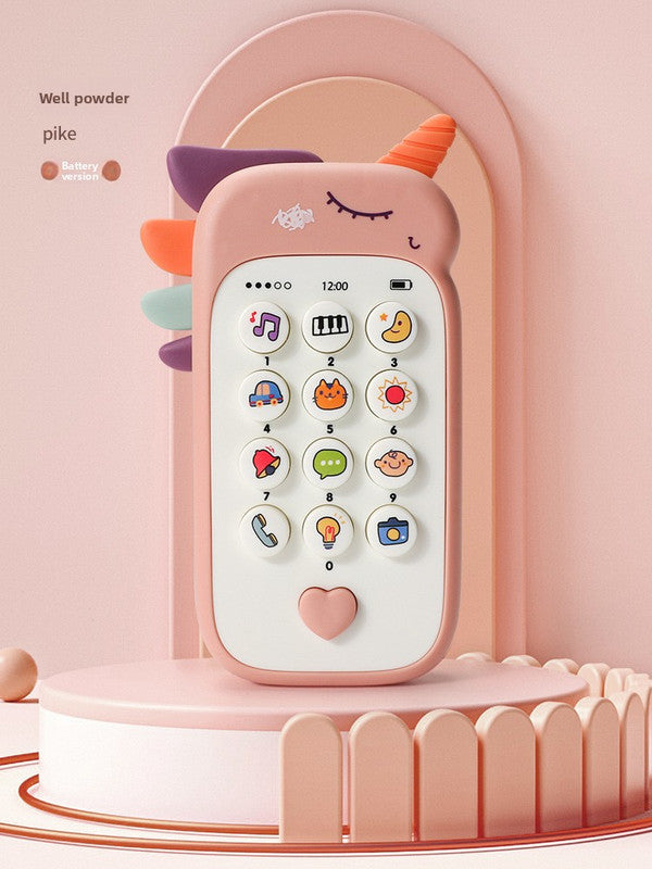 Unicorn Baby Toy Phone Music &amp; Light Learning Mobile Teether for Toddlers Interactive English Educational Gift Pink