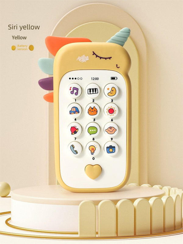 Unicorn Baby Toy Phone Music &amp; Light Learning Mobile Teether for Toddlers Interactive English Educational Gift Yellow