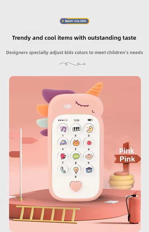 Unicorn Baby Toy Phone Music & Light Learning Mobile Teether for Toddlers Interactive English Educational Gift Yellow