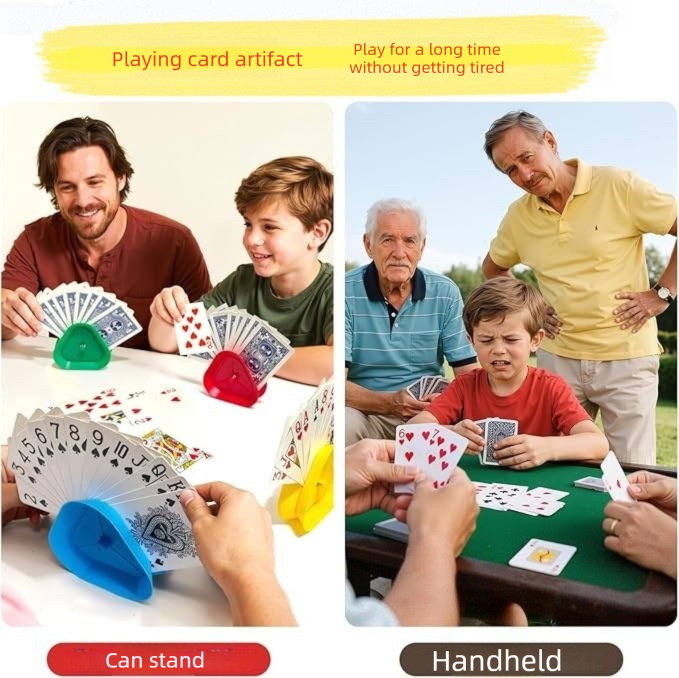 Triangle Playing Card Holders 4 Pack Hands Free Game Organizers for Kids Seniors and Adults Ideal for Family Poker Nights