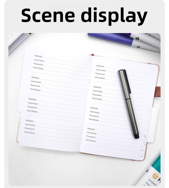 Burgundy Password Log Book with Alphabetical Tabs Internet Address Organizer Small PU Leather Notebook with Owl Design Pen Holder and Inner Pocket Ideal for Home and Office