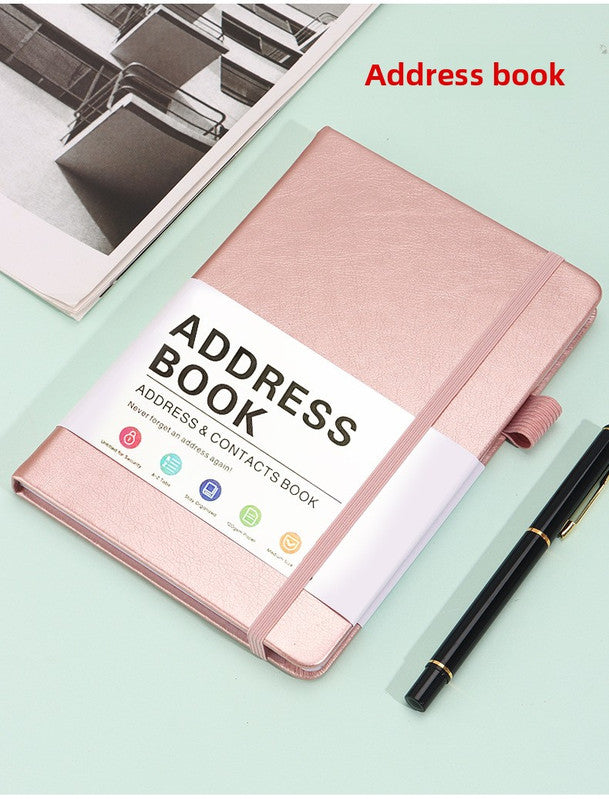 Rose Gold Address Book with Alphabetical Tabs B6 Hardcover Telephone &amp; Contact Organizer with Pen Holder &amp; Elastic Band for Home Office