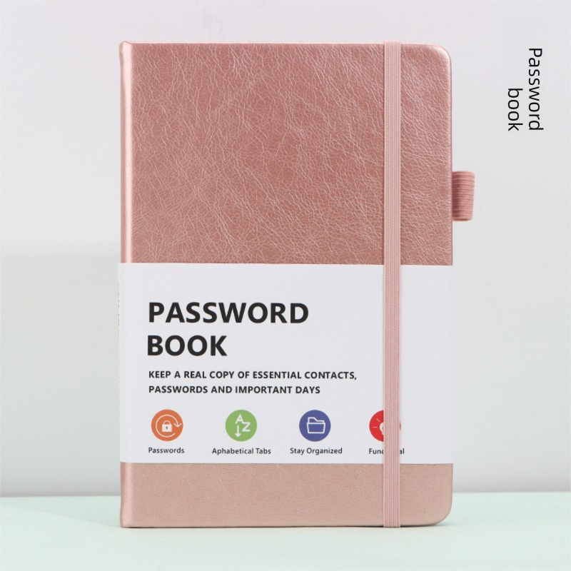 Rose Gold Password Book with Alphabetical Tabs B6 Hardcover Internet Address Logbook &amp; Password Organizer with Pen Loop Elastic Band and Inner Pocket
