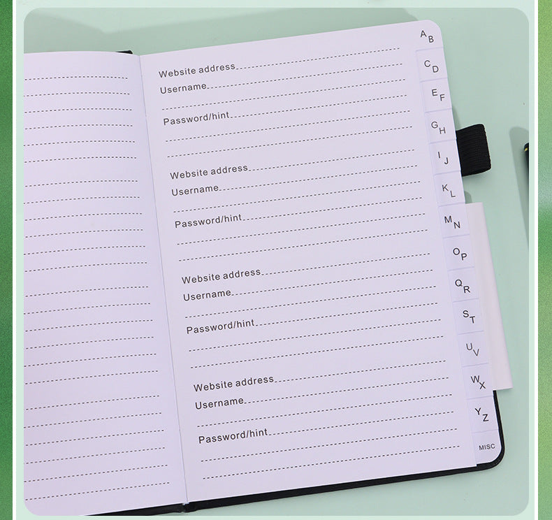 Rose Gold Password Book with Alphabetical Tabs B6 Hardcover Internet Address Logbook & Password Organizer with Pen Loop Elastic Band and Inner Pocket