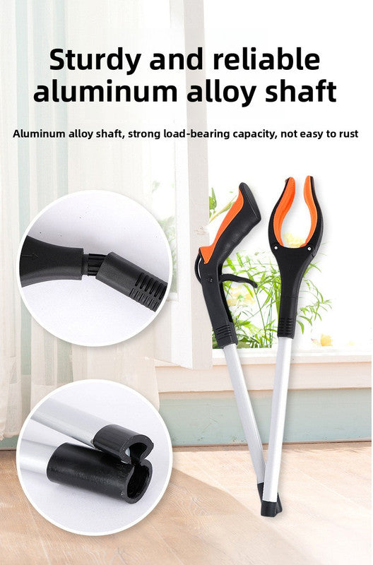 Yellow and Black Handle Foldable Grabber Reacher Tool - 83cm Aluminium Litter Picker with Magnetic Tip - Lightweight Mobility Aid for Garden & Home Rubbish Cleanup