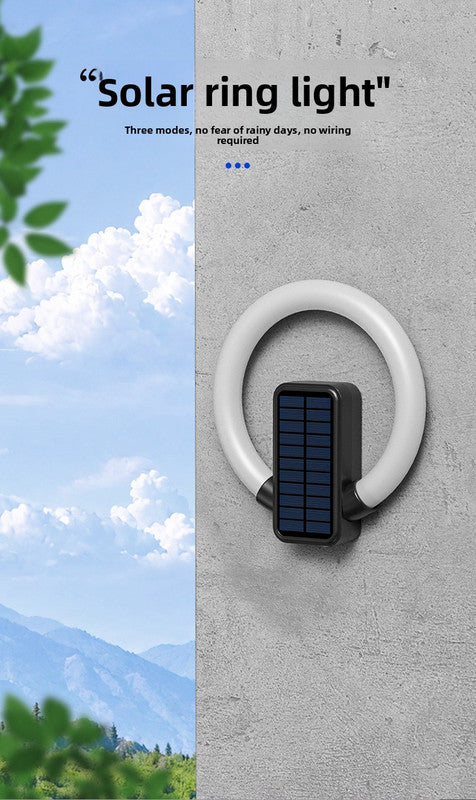 Solar Outdoor Wall Light RGB Color Changing & Warm White - Modern Circular LED Fence Lamp with Type-C USB Charging & Waterproof for Garden & Patio