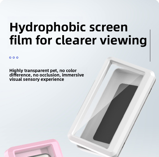 Waterproof Shower Phone Holder White Wall Mount - 360° Rotating Retractable Anti-Fog Touch Screen Case for Bathroom & Kitchen - Fits Phones up to 6.8 Inch