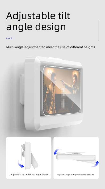 Waterproof Shower Phone Holder White Wall Mount - 360° Rotating Retractable Anti-Fog Touch Screen Case for Bathroom & Kitchen - Fits Phones up to 6.8 Inch