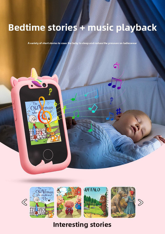 Kids Smart Phone Toy with Dual Camera and IPS Touch Screen Green Dinosaur Silicone Case Educational Games MP3 Music Player 512MB Card Included Ideal Gift for Boys