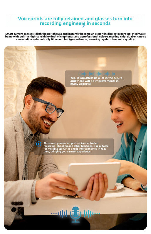 Black Smart AI Camera Sunglasses 8MP HD Video Sunglasses Supports Bluetooth Audio & WiFi Transmission - Hands-free recording with electronic image stabilization Ideal for vlogging, driving, and outdoor adventures