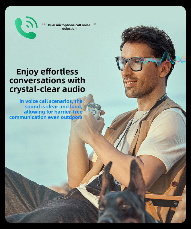 Black Smart AI Camera Sunglasses 8MP HD Video Sunglasses Supports Bluetooth Audio & WiFi Transmission - Hands-free recording with electronic image stabilization Ideal for vlogging, driving, and outdoor adventures