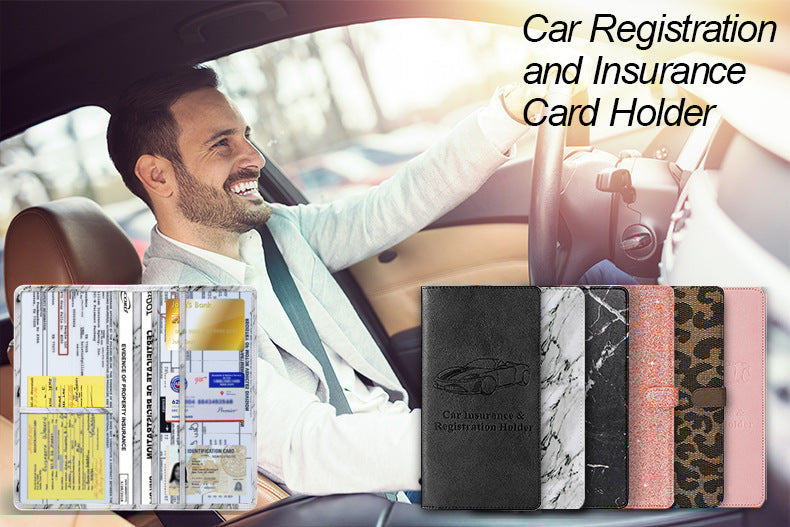 Car Registration and Insurance Holder Gold Glitter - Luxury Bling Vehicle Document Wallet - Slim Glove Box Organiser for Rego Papers, Logbook & ID Cards - Sparkle PU Leather