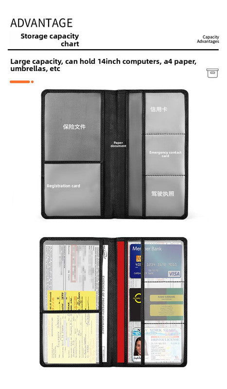Car Registration and Insurance Holder Gold Glitter - Luxury Bling Vehicle Document Wallet - Slim Glove Box Organiser for Rego Papers, Logbook & ID Cards - Sparkle PU Leather