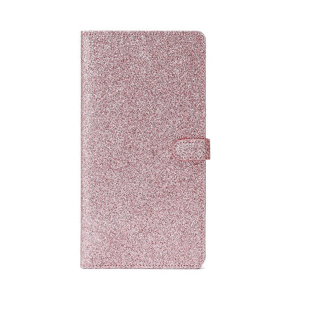 Car Registration and Insurance Holder Pink Glitter - Bling Vehicle Document Wallet with Secure Magnetic Strap - Slim Glove Box Organiser for Rego Papers &amp; Travel IDs - Rose Pink