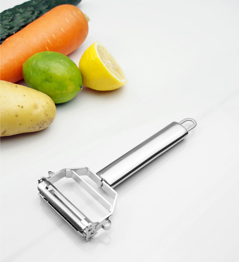 Premium Stainless Steel Dual Peeler &amp; Julienne Cutter - 2-in-1 Vegetable Slicer with Swivel Blade - Heavy Duty Multi-Function Kitchen Tool for Potatoes, Carrots &amp; Fruit