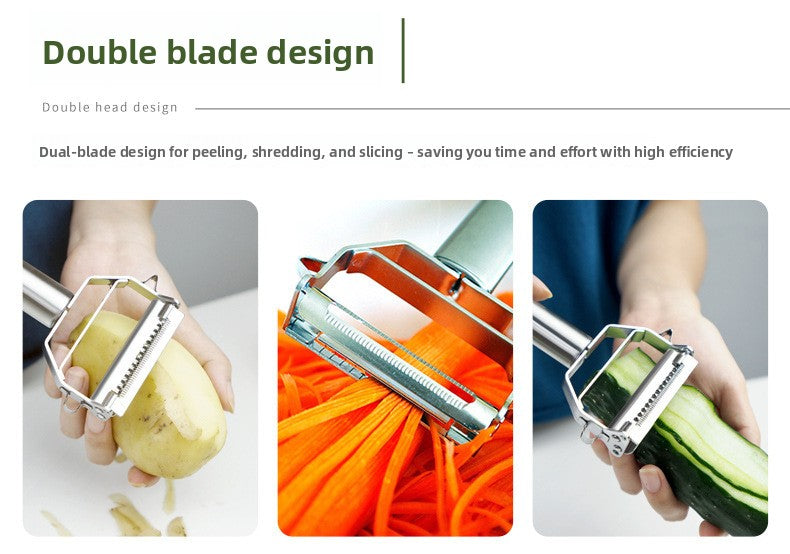Premium Stainless Steel Dual Peeler & Julienne Cutter - 2-in-1 Vegetable Slicer with Swivel Blade - Heavy Duty Multi-Function Kitchen Tool for Potatoes, Carrots & Fruit