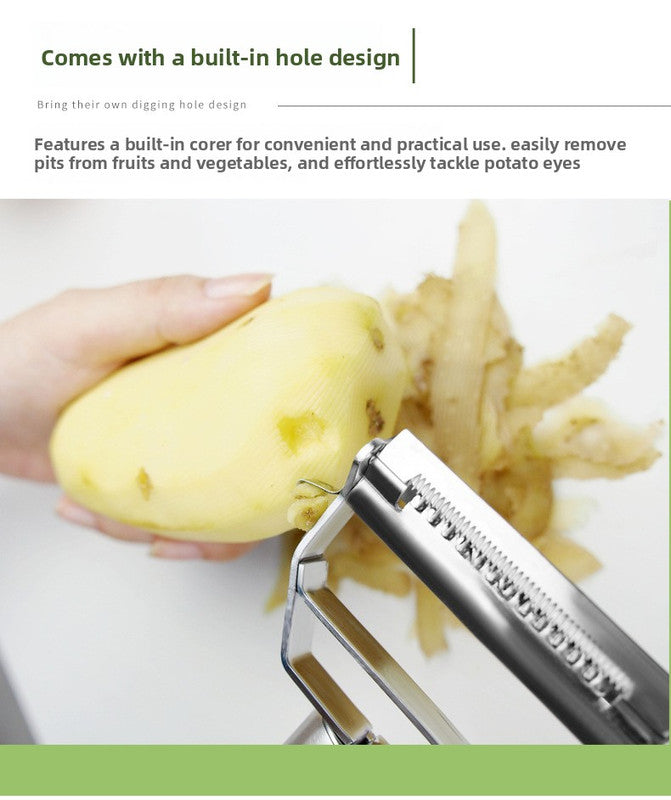 Premium Stainless Steel Dual Peeler & Julienne Cutter - 2-in-1 Vegetable Slicer with Swivel Blade - Heavy Duty Multi-Function Kitchen Tool for Potatoes, Carrots & Fruit