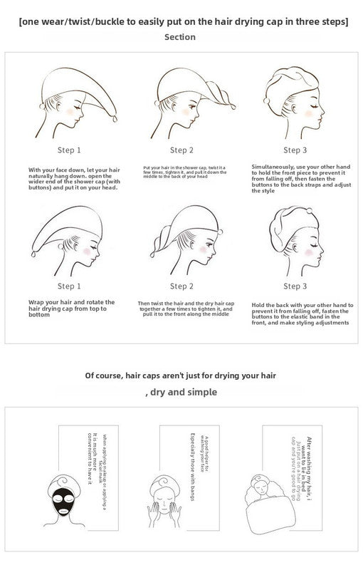 Soft Microfibre Hair Drying Towel Wrap - Super Absorbent Coral Fleece Turban with Secure Button - Quick Dry Bath Head Cap for Wet Hair & Spa - Crimson