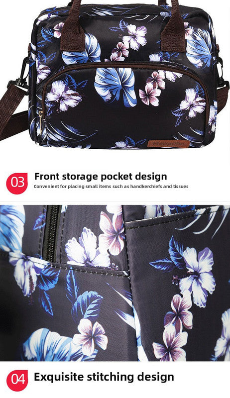 Large Insulated Lunch Bag with Shoulder Strap - Black and White Stripe Thermal Cooler Tote for Work, School or Beach Picnics - Waterproof 600D Oxford Fabric