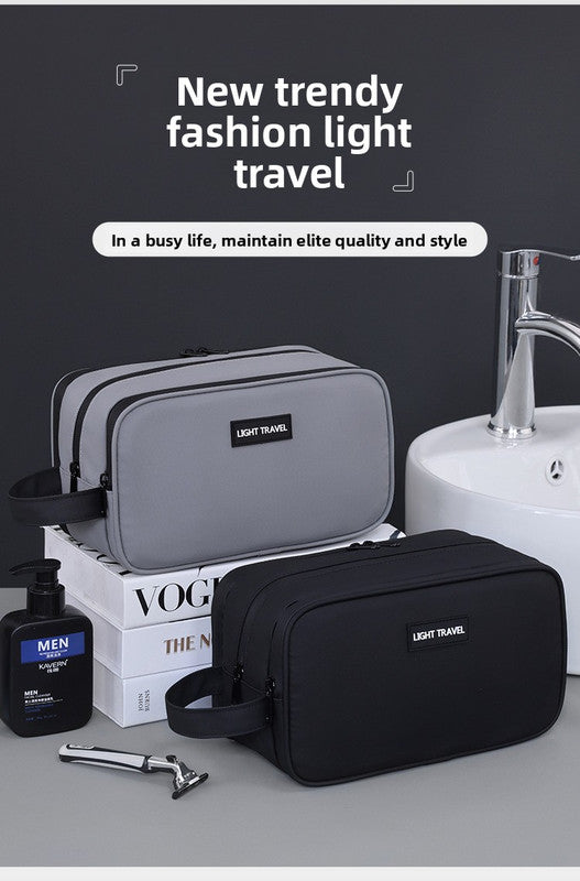 Large Waterproof Men's Toiletry Bag 3-Layer Travel Dopp Kit with Wet Dry Separation Portable Shower Organiser for Gym Business & Holiday Grey