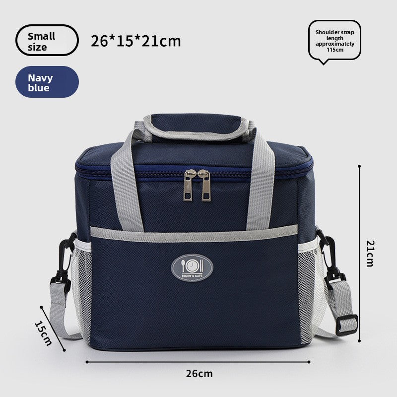 Insulated Lunch Bag Thermal Cooler Tote with Adjustable Shoulder Strap Waterproof Lining for Work School &amp; Picnics Navy Blue Small