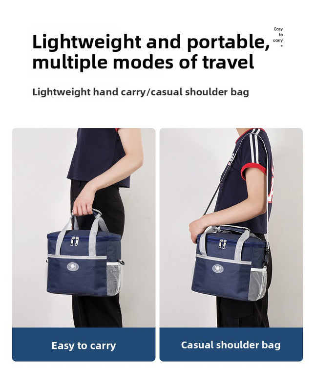 Insulated Lunch Bag Thermal Cooler Tote with Adjustable Shoulder Strap Waterproof Lining for Work School & Picnics Navy Blue Small