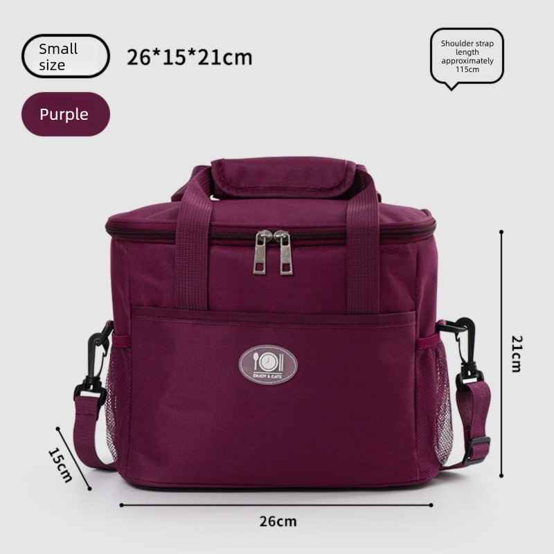 Insulated Lunch Bag Thermal Cooler Tote with Adjustable Shoulder Strap Waterproof Lining for Work School &amp; Picnics Purple Small