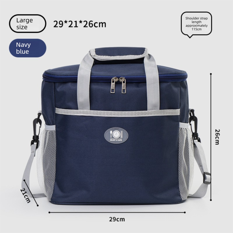 Large Insulated Cooler Bag Thermal Lunch Tote 16L Capacity with Adjustable Shoulder Strap for Picnics Camping &amp; Work Navy Blue