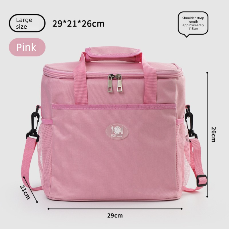 Large Insulated Cooler Bag Thermal Lunch Tote 16L Capacity with Adjustable Shoulder Strap for Picnics Camping &amp; Work Pink