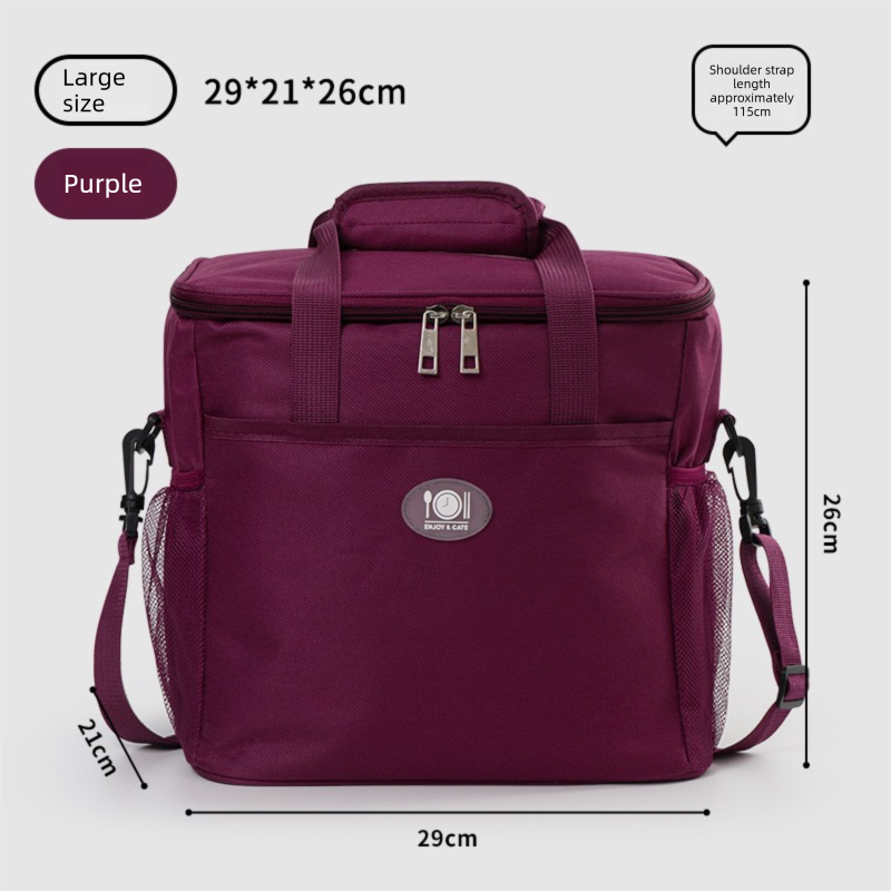 Large Insulated Cooler Bag Thermal Lunch Tote 16L Capacity with Adjustable Shoulder Strap for Picnics Camping &amp; Work Purple