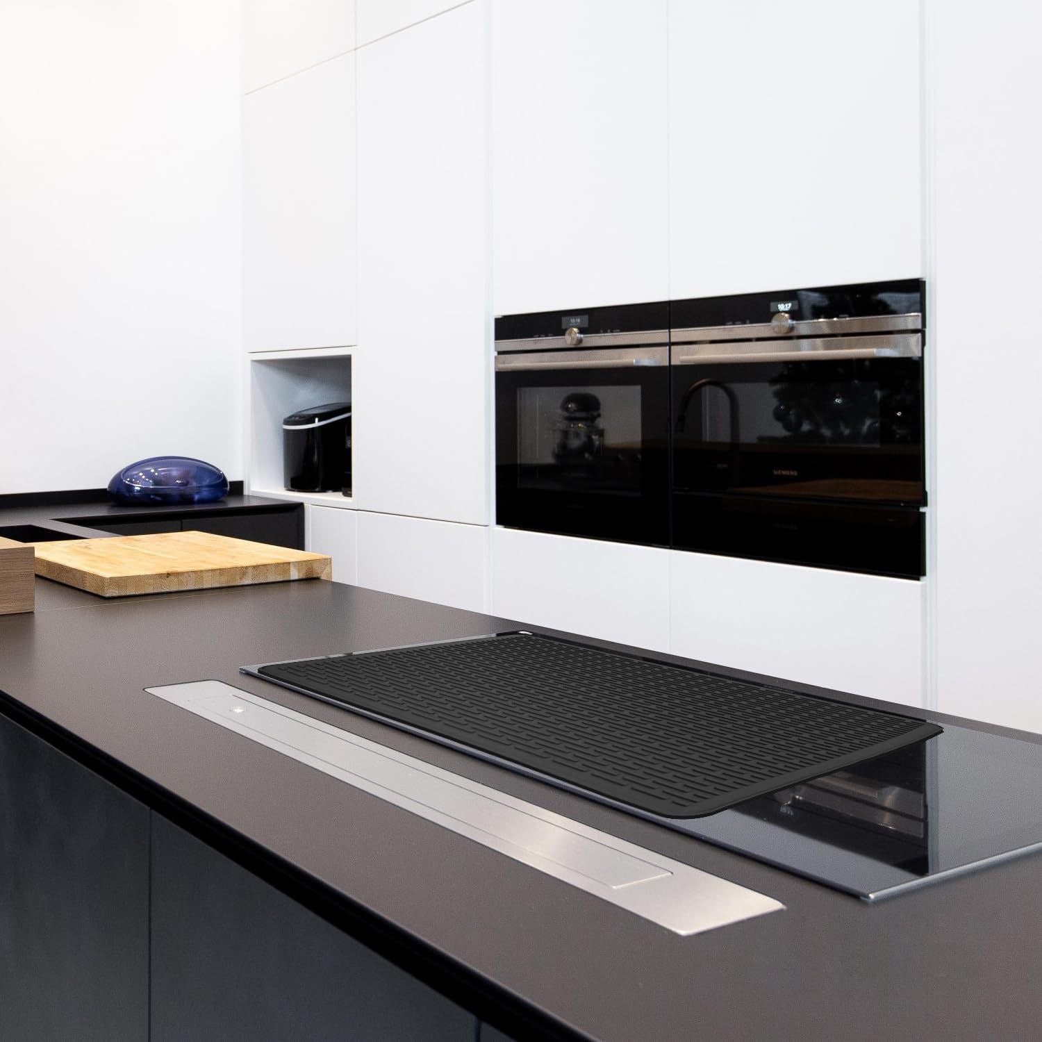 Silicone Stove Top Cover 71x50x0.2cm Heat Resistant Electric Cooktop Protector Mat for Kitchen Benchtop and Laundry Dark gray