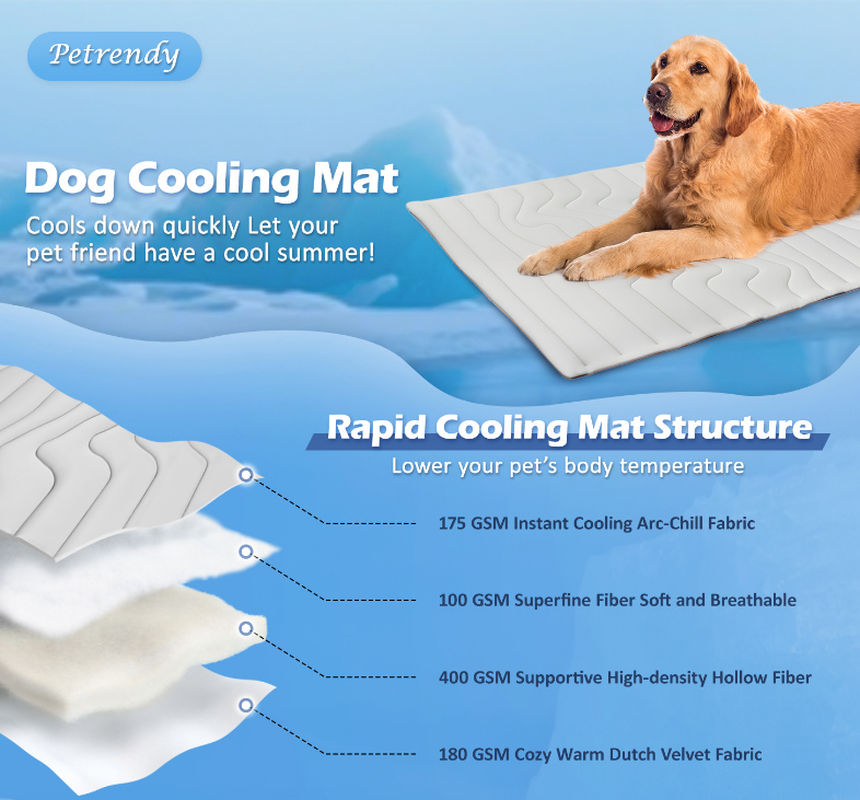 2 Pack Medium Dog Cooling Mat 91x58cm - Reversible Self Cooling & Warm Pet Bed Pad - Beige & Bipolar Blue Crate Liner for Breeds up to 20kg