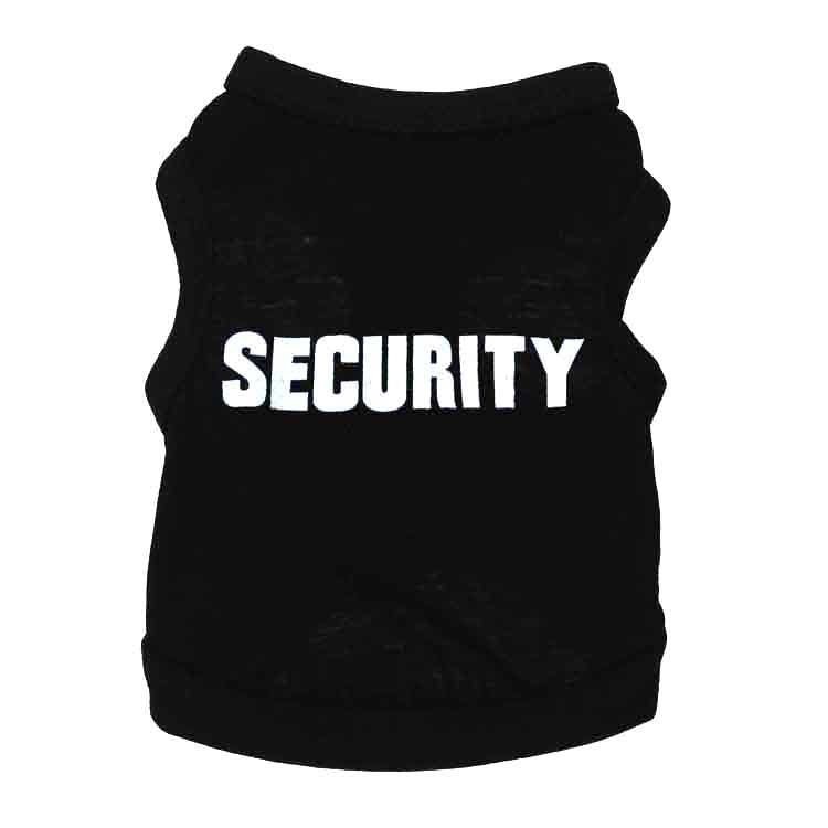 2 Pack Security Pet Vest Size S - Black Cotton Dog T-Shirt for Small Dogs Puppies &amp; Cats - Summer Sleeveless Apparel with White Lettering