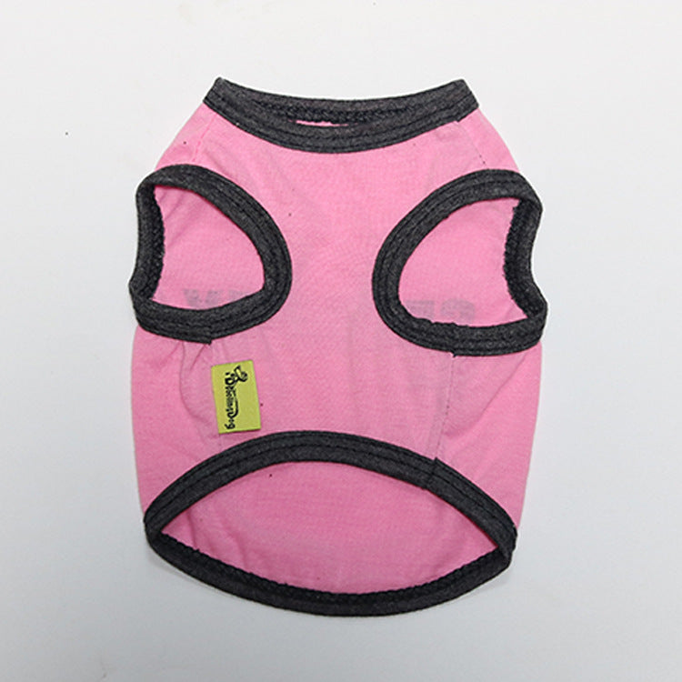 2 Pack Cotton "Security" Dog Vest Size M - Breathable Summer Tank Top - Black with Yellow Trim & Pink with Black Trim for Small Pets