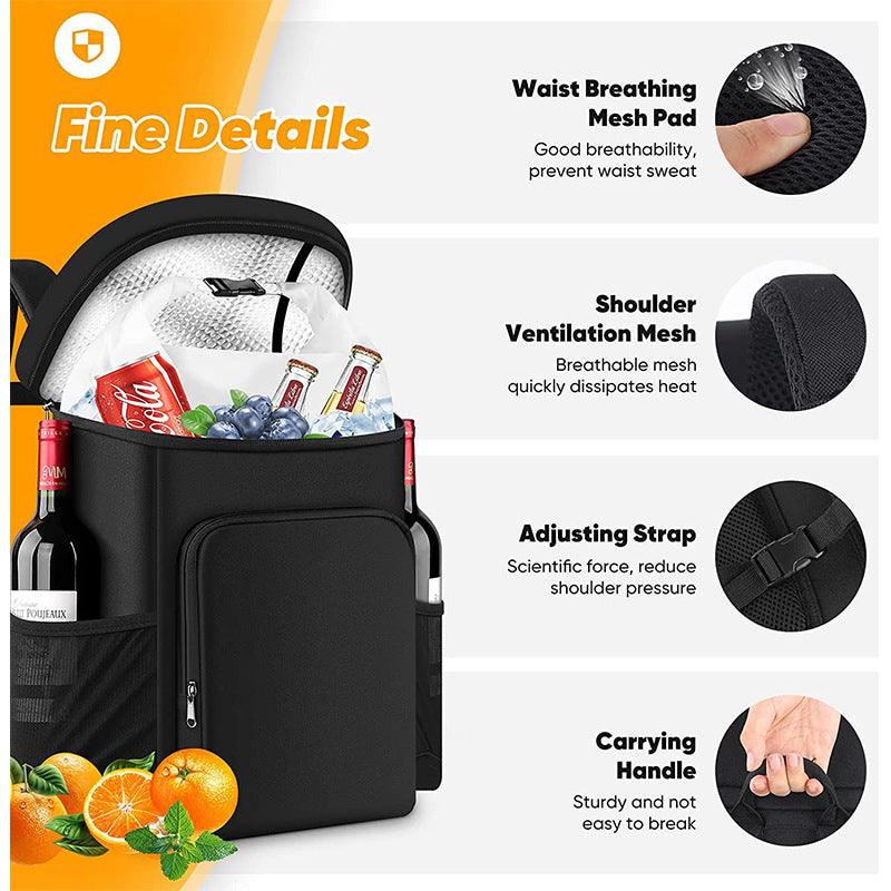 Large 45 Can Insulated Cooler Backpack for Picnic, Beach, and Camping in Australia - 36H Cooling, Waterproof Oxford Cloth, Gray