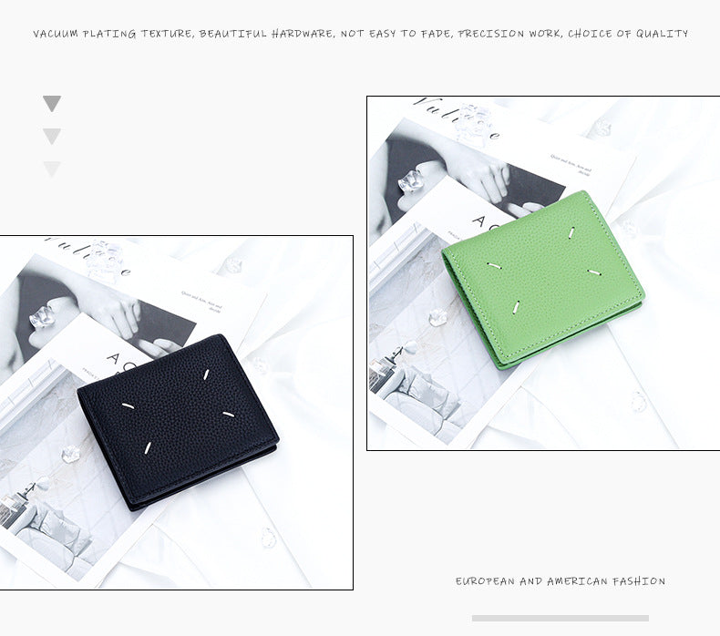 Women's Genuine Leather Bi-fold Wallet - Slim Short Purse with Coin Pocket & RFID Blocking - Soft Cowhide Minimalist Card Holder - Khaki