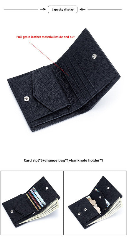 Women's Genuine Leather Bi-fold Wallet - Slim Short Purse with Coin Pocket & RFID Blocking - Soft Cowhide Minimalist Card Holder - Green