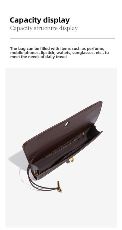 Retro Woven Baguette Handbag for Women Suede Texture PU Leather Shoulder Crossbody Bag Elegant Evening Clutch Coffee Brown