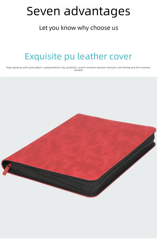 Premium Toploader Binder 9 Pocket 216 Capacity Trading Card Album Zippered PU Leather Storage Holder for Sports TCG & AFL Cards Black