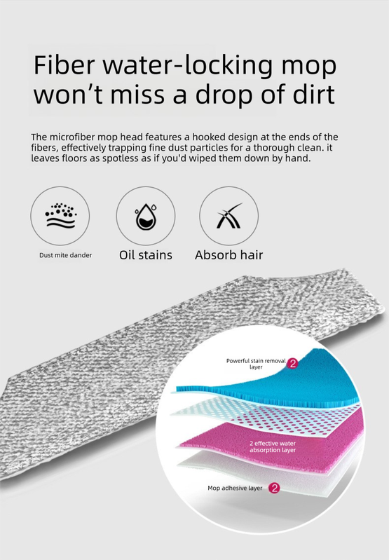 2-in-1 Manual Push Sweeper & Mop with Two Original Clothes - Handheld Floor Cleaner with Sealed Dustbin - Lightweight Cordless Design for Hardwood, Tile, and Marble Floors - Blue