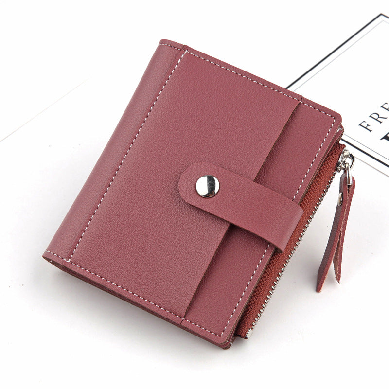 Women's Small Wallet PU Leather Card Holder with Zipper Coin Pocket - Purple Short Purse with 9 Card Slots &amp; ID Window - Compact Bifold Design for Ladies