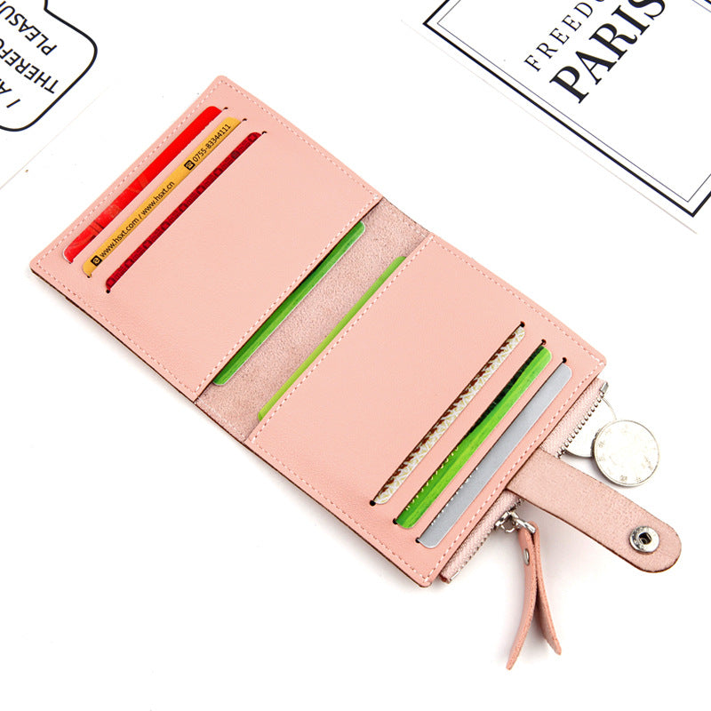 Women's Small Wallet PU Leather Card Holder with Zipper Coin Pocket - Brown Short Purse with 9 Card Slots & ID Window - Compact Bifold Design for Ladies