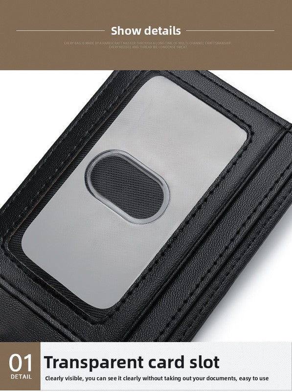 RFID Blocking Slim Bifold Wallet for Men - Carbon Fiber Texture PU Leather Card Holder with ID Window - Minimalist Front Pocket Purse - Black