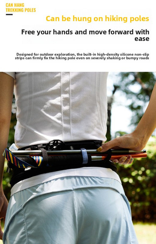 WRELS Trail Running Waist Belt - Lightweight Mesh Hydration Pack with Trekking Pole Holder - Anti-Bounce Phone Storage for Marathon & Hiking - Gray Size S (67-75cm)