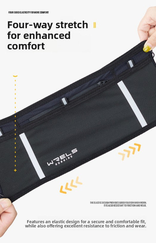 WRELS Trail Running Waist Belt - Lightweight Mesh Hydration Pack with Trekking Pole Holder - Anti-Bounce Phone Storage for Marathon & Hiking - Gray Size S (67-75cm)